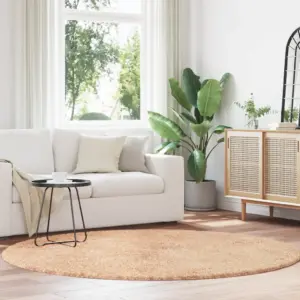 Ümar kõrge narmaga Shaggy vaip NAVARRA, beež, 200 x 200 cm, polüester