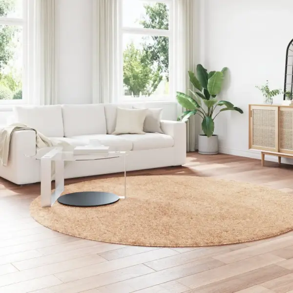 Kõrge narmaga ümmargune Shaggy vaip NAVARRA, beež, 240 x 240 cm, polüester – 3