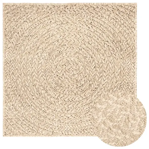 Ümmargune sise- ja õuevaip ZIZUR, beež, 120 x 120 cm, džuudimustriga, polüpropüleen – 3