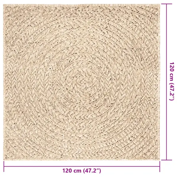 Ümmargune sise- ja õuevaip ZIZUR, beež, 120 x 120 cm, džuudimustriga, polüpropüleen – 7