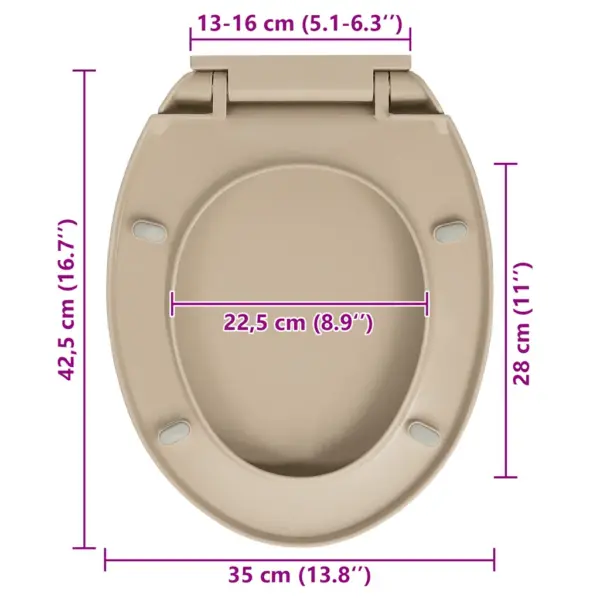 Vaikselt sulguv WC-prill-laud kiirkinnitusega, beež, ovaalne, 42,5 x 35 cm – 10