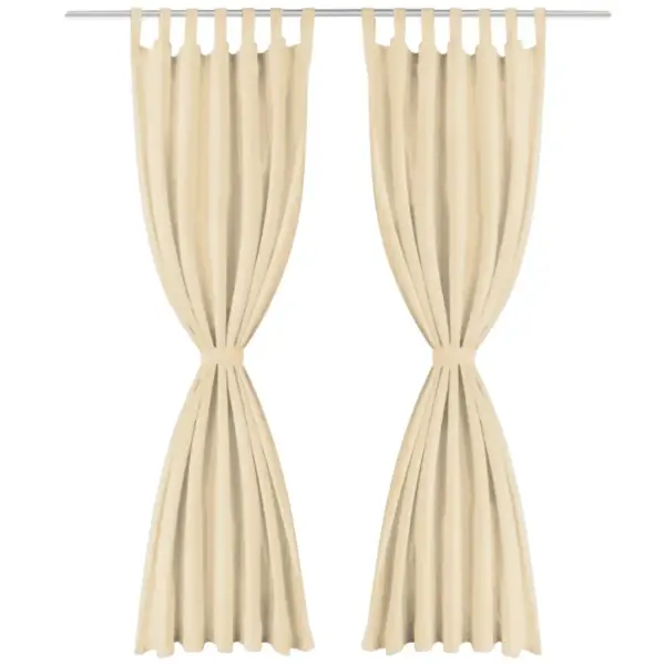 Beežid mikrosatiinist kardinad aasadega, 2 tk, 140 x 245 cm – 2