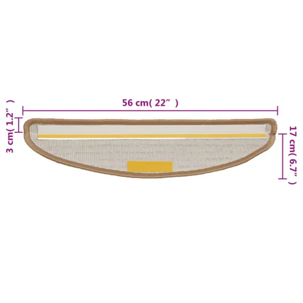 Beežid poolringikujulised trepimatid kahepoolse teibiga, 10 tk, 56 x 17 x 3 cm – 8