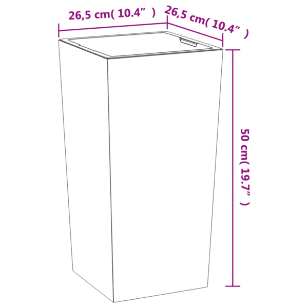 Betooni välimusega taimekast eemaldatava sisekastiga, antratsiithall, PP, 26,5 x 26,5 x 50 cm – 7