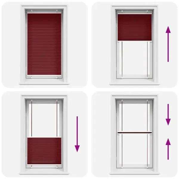 Plisseeritud ruloo privaatsuskaitsega, bordoopunane, 80 x 150 cm, 100% polüester – 5