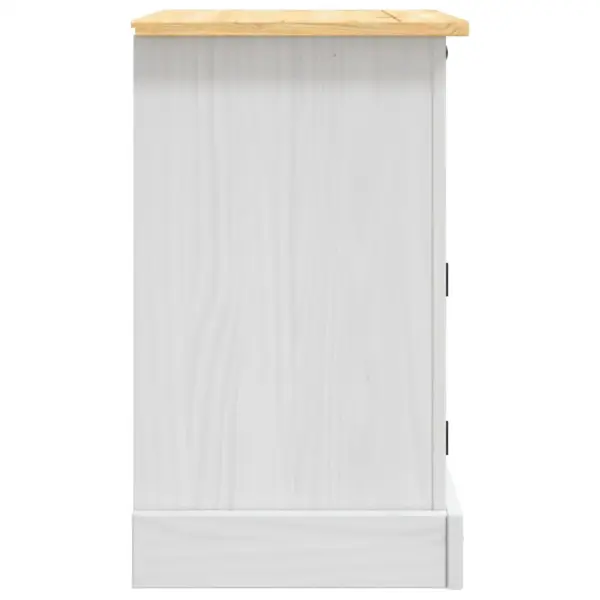 Täispuidust Mehhiko stiilis öökapp Corona seeria, valge kere ja pruun ülaosa, sahtli ja uksega kapiga, 53 x 39 x 67 cm – 5