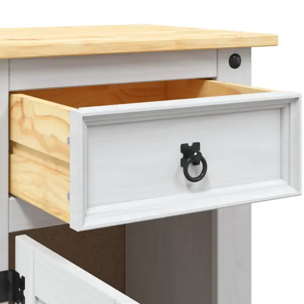 Täispuidust Mehhiko stiilis öökapp Corona seeria, valge kere ja pruun ülaosa, sahtli ja uksega kapiga, 53 x 39 x 67 cm – 8