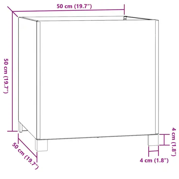 Jalgadega Corten-terasest taimekast, roostevärvi, 50 x 50 x 50 cm – 10