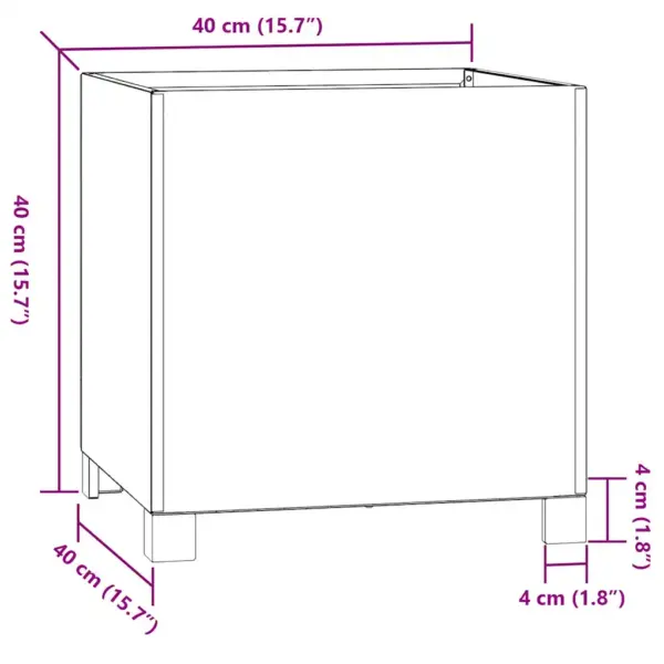 Jalgadega taimekastid Corten-terasest, 2 tk, roostes, 40 x 40 x 40 cm – 12