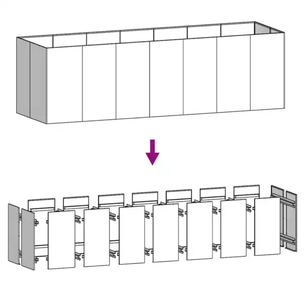 Corten-terasest taimekast, roostevärvi, 280 x 80 x 80 cm – 6