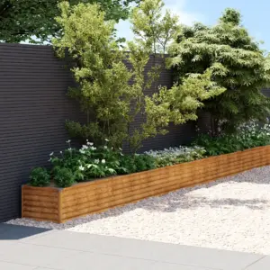 Pikk taimekast aiataimedele, Corten-teras, roostes, 1152 x 50 x 36 cm