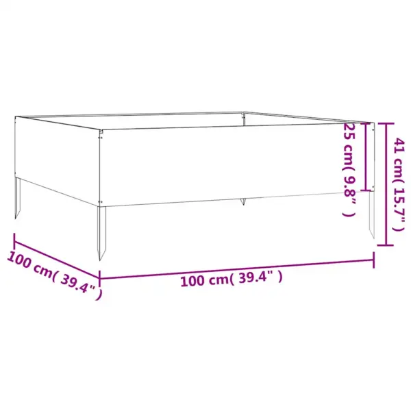 Corteni terasest taimekast avatud põhjaga, roostevärvi, 100 x 100 x 41 cm – 9