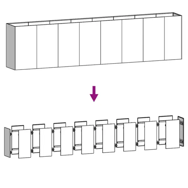 Aia taimekast Corteni terasest, roostes, 360 x 40 x 80 cm – 6