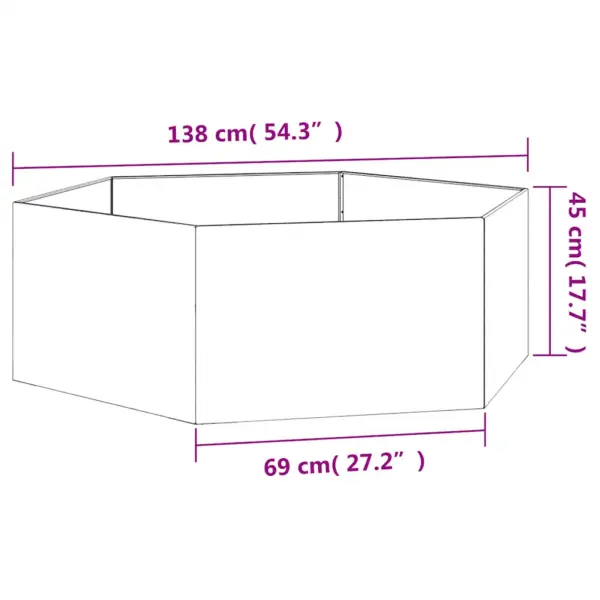 Õue taimekast Corteni terasest, roostes, 138 x 120 x 45 cm – 11