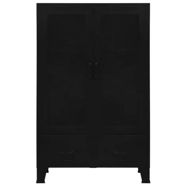 Dokumendikapp võrgust ustega, tööstuslik must teras, 75 x 40 x 120 cm – 4