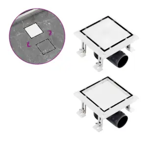 Duši äravoolusüsteem kahepoolse kattega, roostevaba teras, 15 x 15 cm