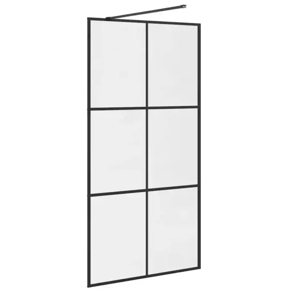 Dušinurga klaassein läbipaistva ESG-klaasi ja musta raamiga, 100 x 195 cm – 6