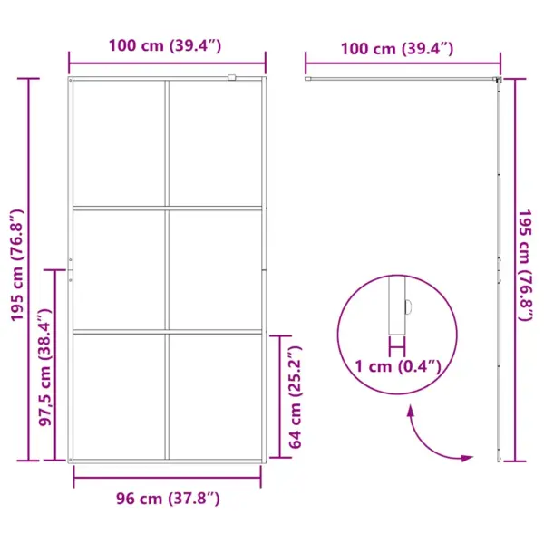 Dušinurga klaassein läbipaistva ESG-klaasi ja musta raamiga, 100 x 195 cm – 8