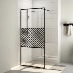 Dušinurga sein läbipaistvast ESG-klaasist, must raam, 90 x 195 cm