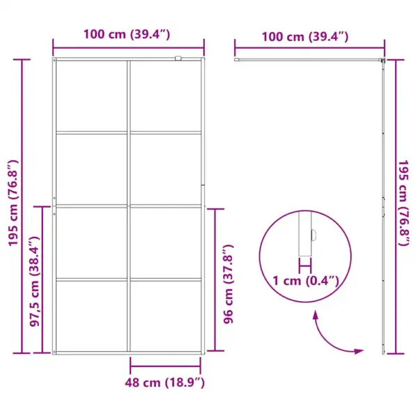 Must raamiga dušinurga sein, läbipaistev ESG-turvaklaas, 100 x 195 cm – 8