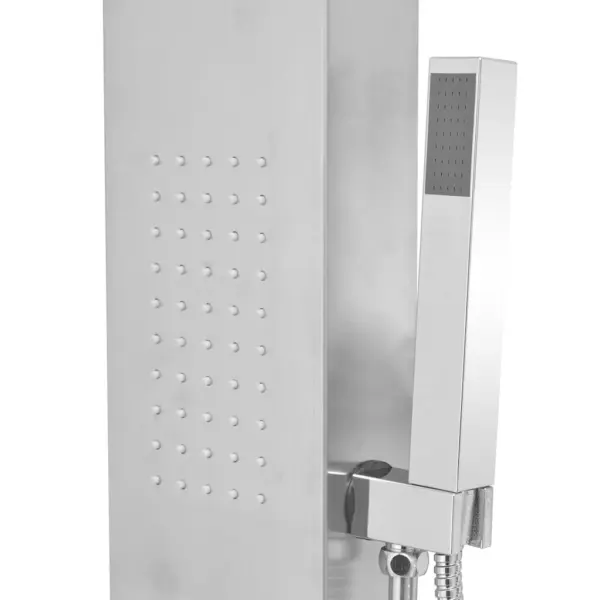Hõbedane dušipaneeli süsteem vihmaduši, veejuga ja massaažifunktsiooniga, harjatud roostevaba teras, 15 x 47 x 130 cm – 7