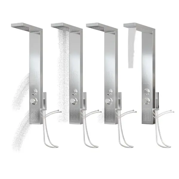 Dušipaneeli süsteem vihmaduši ja massaažifunktsiooniga, hõbedane roostevabast terasest, kandiline, 15 x 47 x 114 cm – 4