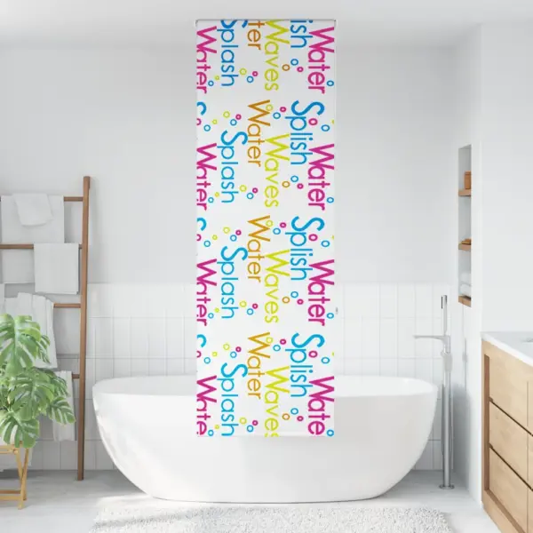 Veekindel duširull-ruloo Splash mustriga, PEVA, 80 x 240 cm – 2