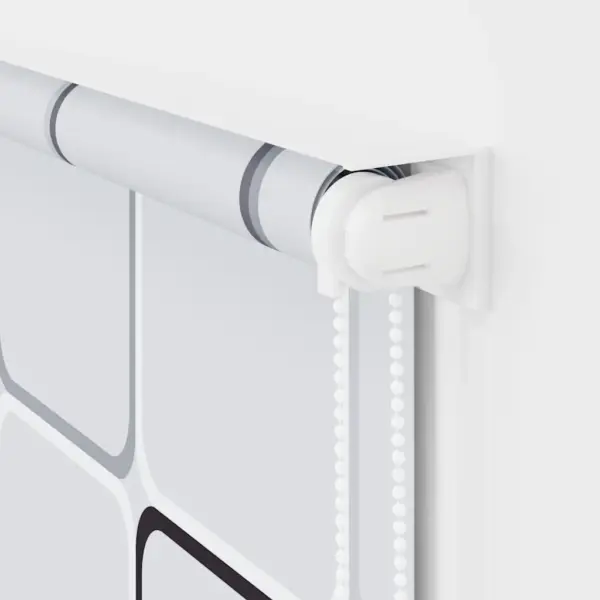 Valge ruudumustriga duširuloo, vettpidav PEVA, 140 x 240 cm – 7