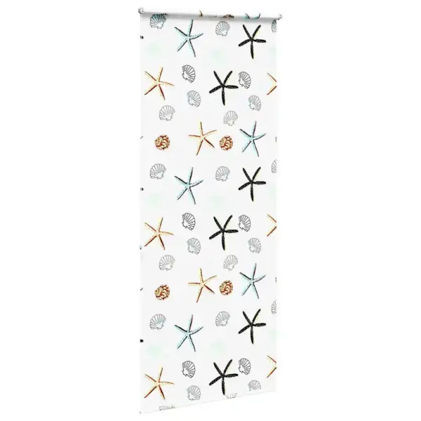 Veekindel duširuloo merekarpide ja meritähtede mustriga, PEVA, 100 x 240 cm, mitme paigaldusviisiga – 4