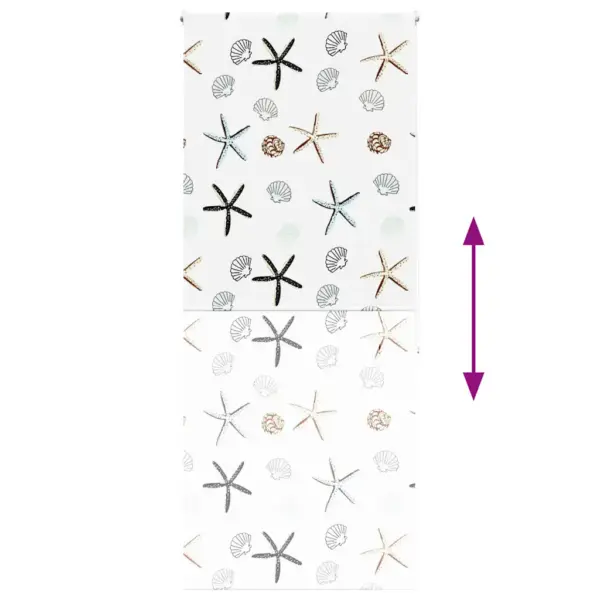 Veekindel duširuloo merekarpide ja meritähtede mustriga, PEVA, 100 x 240 cm, mitme paigaldusviisiga – 5