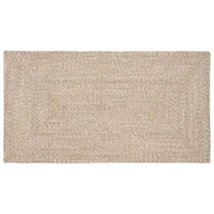 Ristkülikukujuline džuudist alavaip, looduslik ja valge, 60 x 110 cm, masinpestav