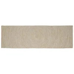 Ristkülikukujuline džuutjooksuvaip, looduslik ja valge, 60 x 250 cm