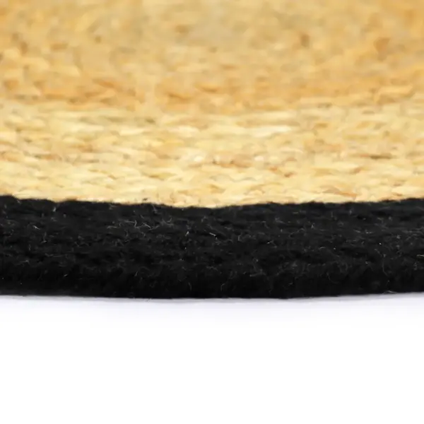 Käsitsi punutud ümmargused lauamatid džuut ja puuvill, naturaalne/must, 38 cm, 6 tk – 3