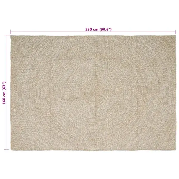 Ristkülikuline džuutalavaip, naturaalne ja valge, 160 x 230 cm – 8