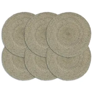 Ümmargused hallid džuutist lauamatid, 6 tk, 38 cm