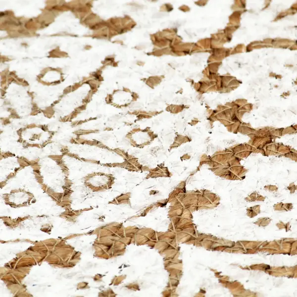 Käsitsi punutud ümmargused džuutlauamatid, 6 tk, valge, 38 cm – 4