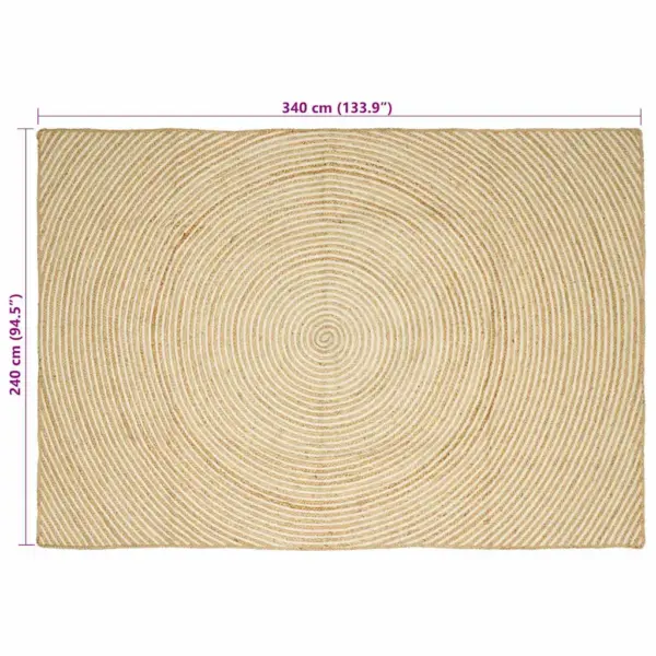 Looduslikust džuutist vaip, naturaalne ja valge, 240 x 340 cm – 8