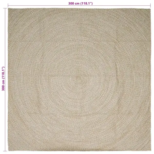 Ruudukujuline džuutvaip, looduslik ja valge, modernne, 300 x 300 cm – 8