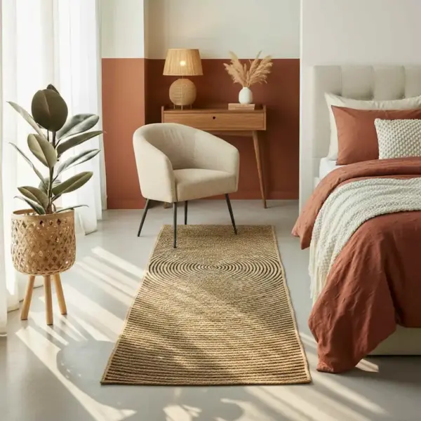 Pikk džuutvaip, naturaalne ja must, modernse mustriga, 60 x 300 cm – 2