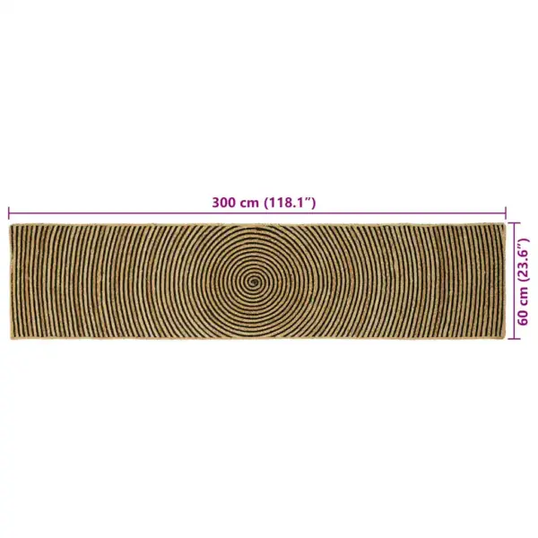 Pikk džuutvaip, naturaalne ja must, modernse mustriga, 60 x 300 cm – 9