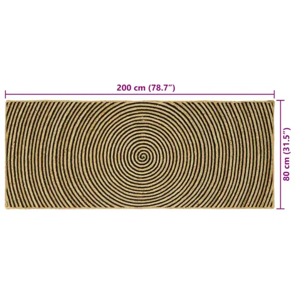 Naturaalne ja must džuutvaip, masinpestav, 80 x 200 cm - 9