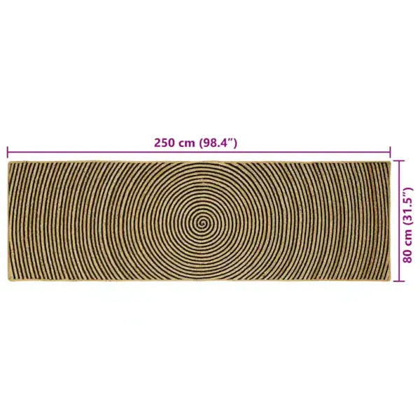 Loodusliku ja musta mustriga masinpestav džuutvaip, 80 x 250 cm – 9