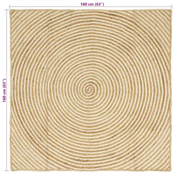 Looduslikust džuudist vaip, looduslik ja valge, 160 x 160 cm, masinpestav – 8