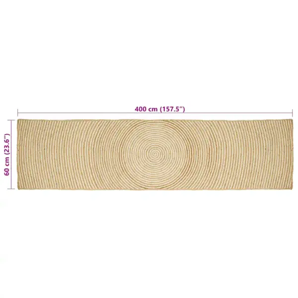 Pikk džuutvaip looduslik ja valge, 60 x 400 cm – 8