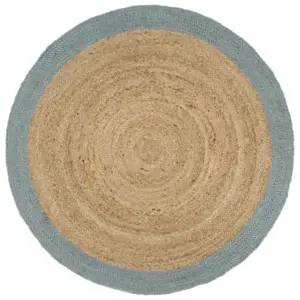 Ümmargune käsitsi valmistatud džuutvaip oliivirohelise äärega, 180 cm