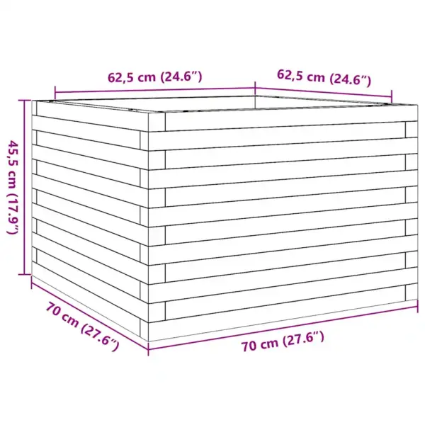 Pruun ebatsuugapuidust aia taimekast, 70 x 70 x 45,5 cm – 10