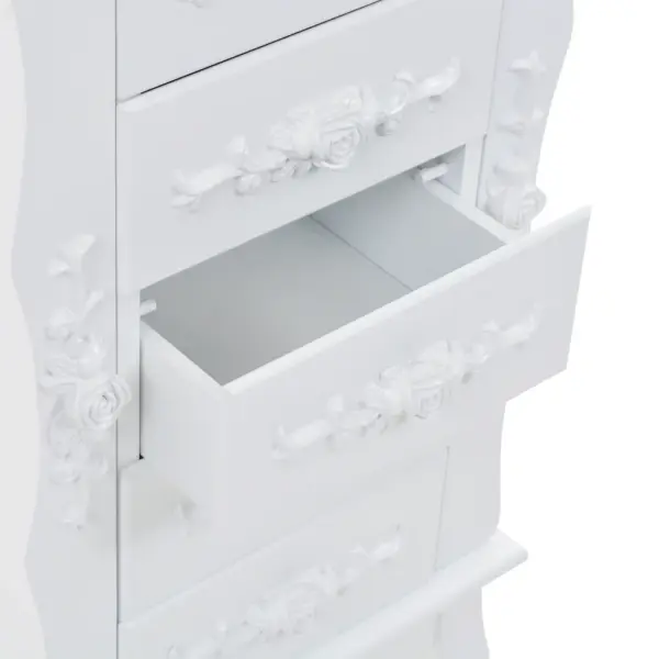 Eraldiseisev valge ehtekapp, MDF ja männipuit, 34 x 26 x 94 cm - 6