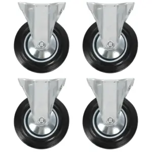Fikseeritud kummirattad mööblile ja seadmetele, must, 160 mm, 4 tk