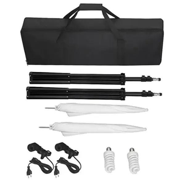 Fotostuudiokomplekt musta tausta ja valgustitega, taust 600 x 300 cm – 4