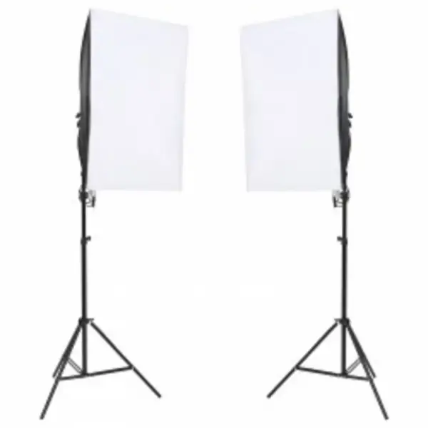Fotostuudiokomplekt softbox-valgustuse ja musta taustaga, 2 LED-lampi, 600 x 300 cm – 2